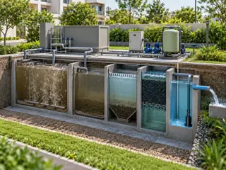 Water treatment and drainage infrastructure within landscaped grounds